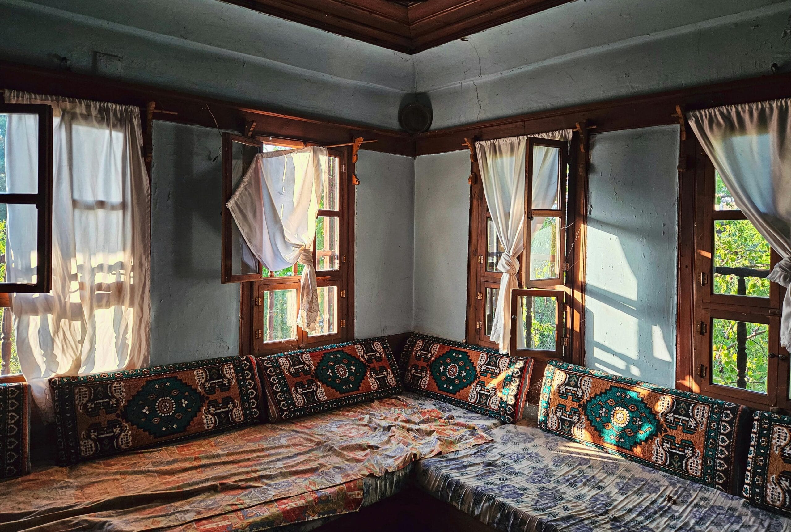 french provincial room fabric mixing toile linen ticking stripe harmonious