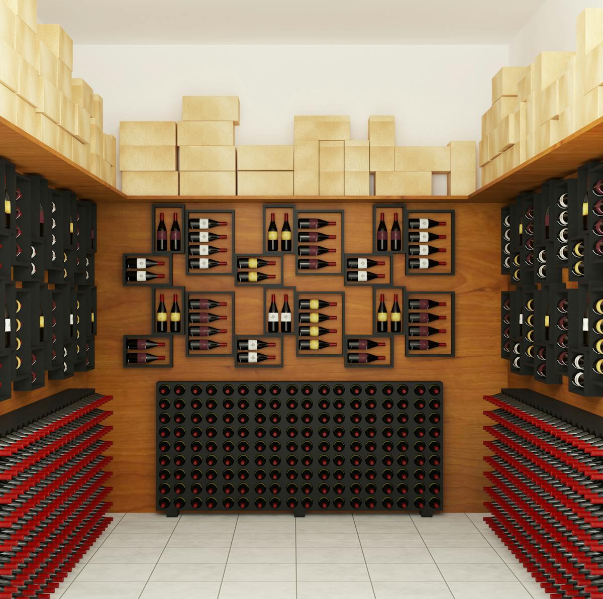 Organized home wine cellar with bottles stored at consistent temperature for long-term aging potential