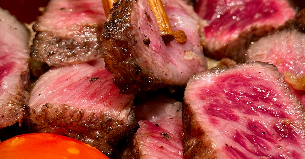 perfectly grilled wagyu ribeye steak with beautiful marbling