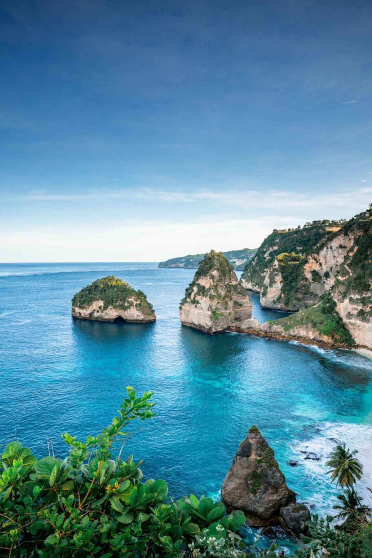Breathtaking view of the coastal cliffs in Nusa Penida Bali with turquoise waters