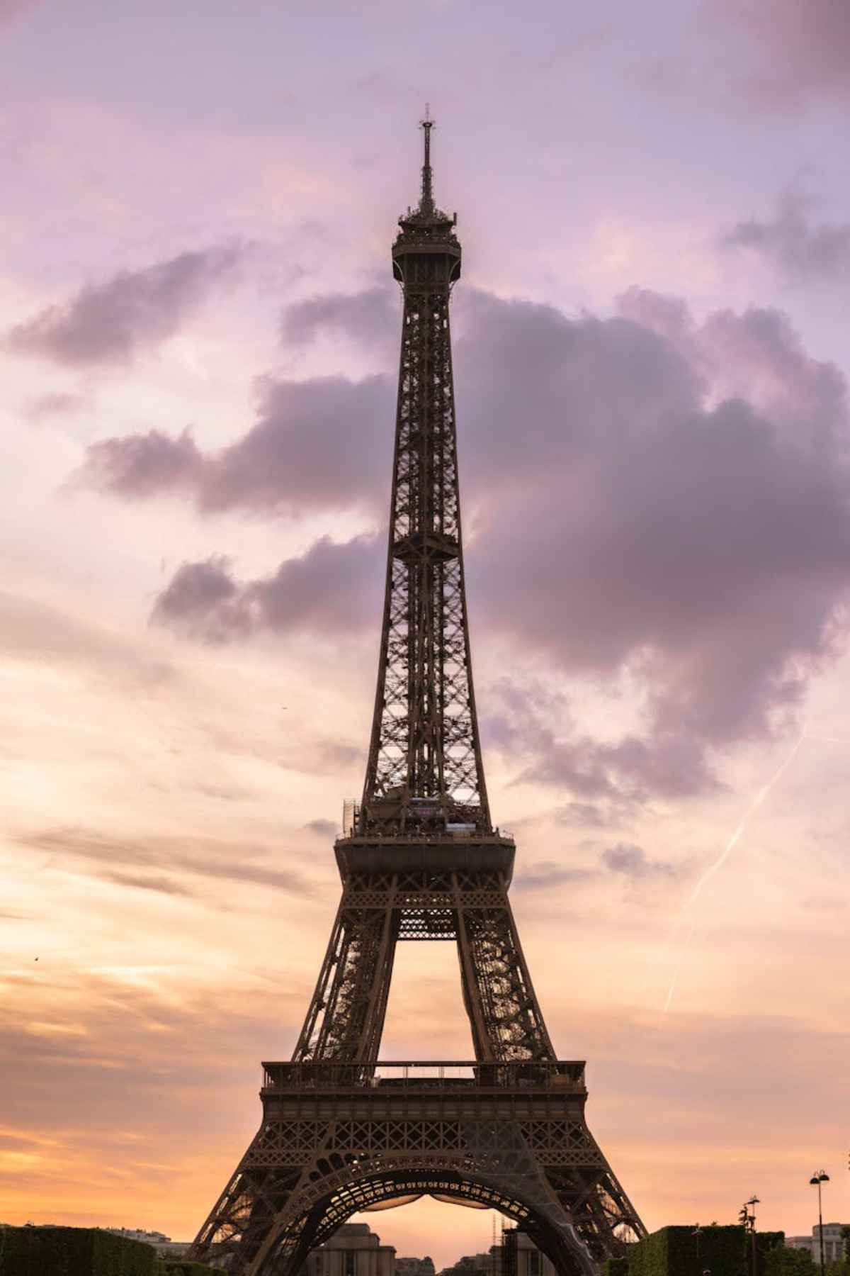 Eiffel Tower at sunset golden hour Paris France
