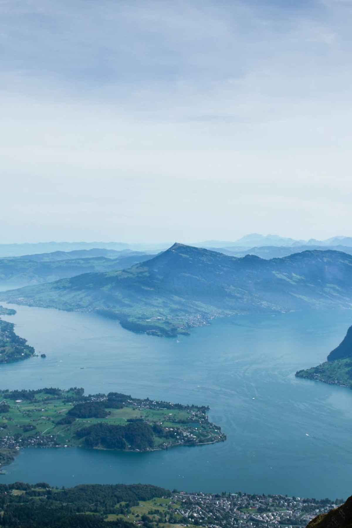 Stunning aerial view of Lake Lucerne and surrounding mountains in Switzerland