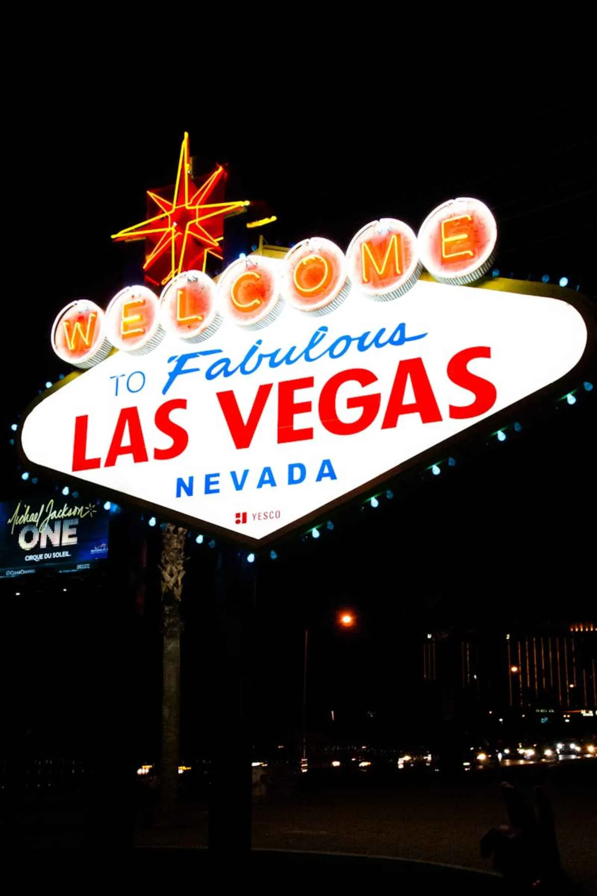 Vibrant nighttime Welcome to Las Vegas neon sign Nevada