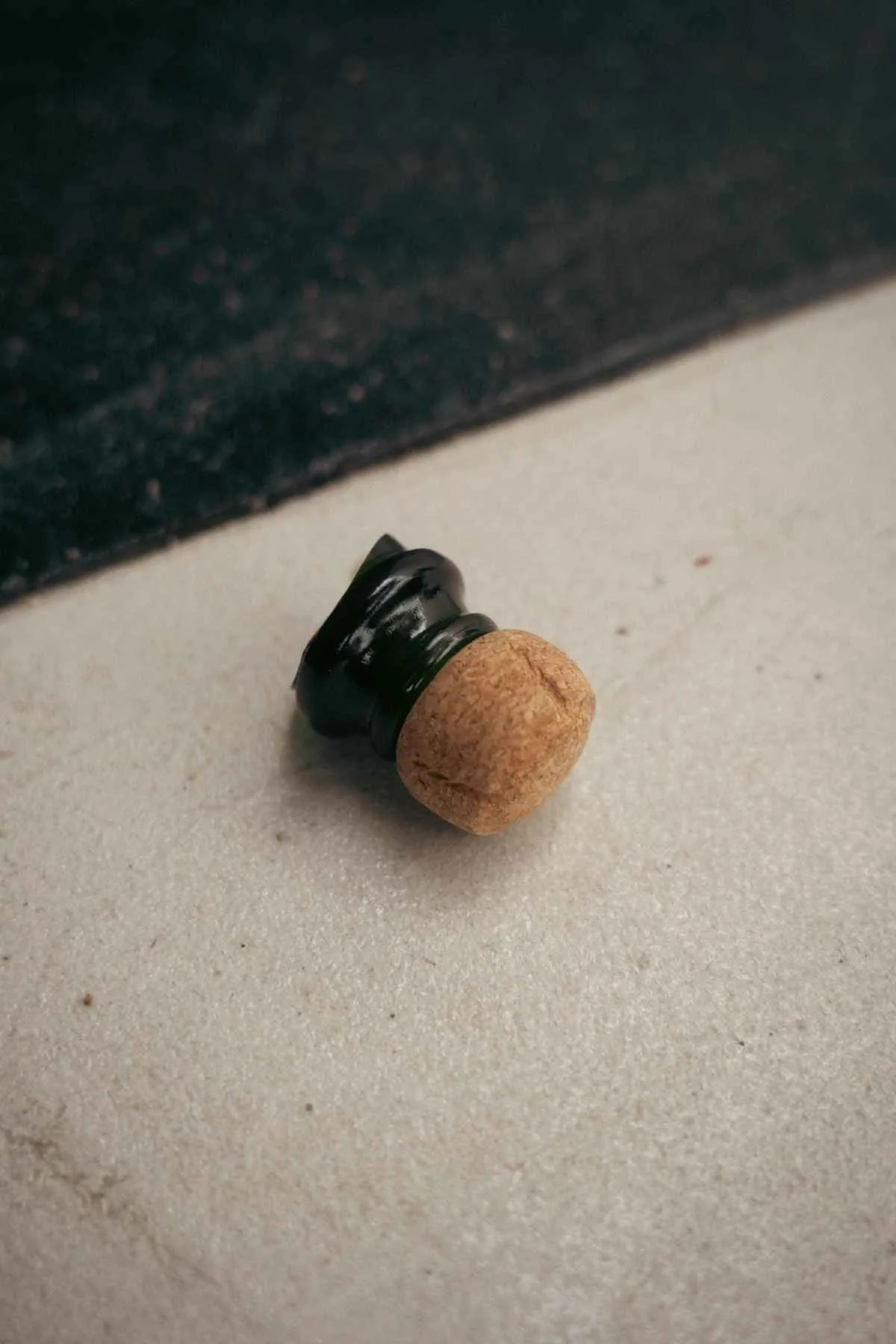 Champagne cork stopper close up sparkling wine bottle storage after opening