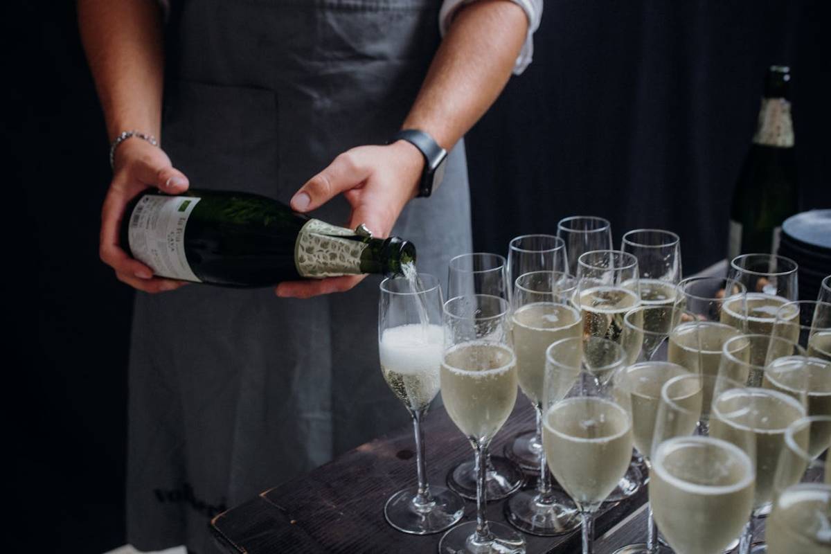 sparkling wine champagne glasses ready to serve after proper storage