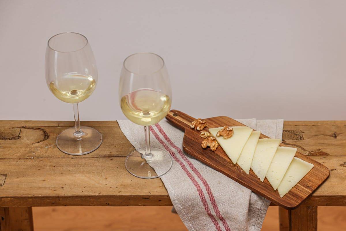 white wine and cheese pairing board to accompany chilean sea bass wine pairing